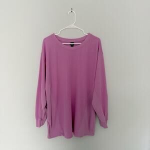 Oversized Purple Long sleeve Waffle Textured Top